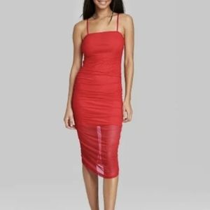 New! Wild Fable Mesh Runched Bodycon Midi Dress